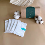 BOBBLE's 100% Organic Cotton Pantyliners Pad with wings. Naturally absorbent, non-allergenic for a pad you can trust. Uses sustainable materials in product and packaging. Subscribe to get a lifetime discount of 15%. Delivery nationwide in Malaysia. Free from toxins, chlorine, perfumes and dyes - for a safer experience with period products you can trust.