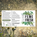 Okuri x BOBBLE balanced, soap-free feminine soothing hygiene wash that comes in a bar for a zero waste approach - label