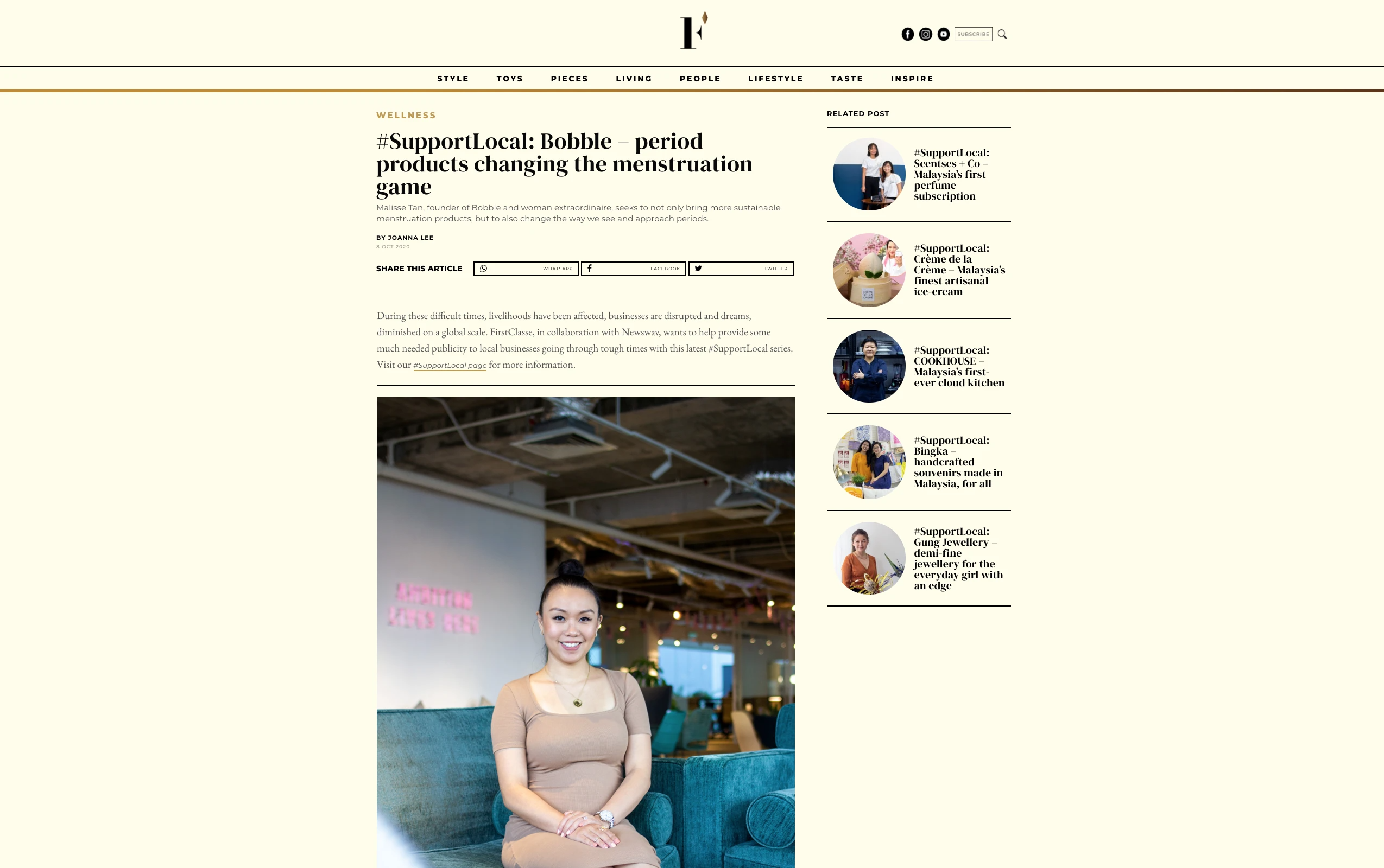 First Classe #SupportLocal : Bobble - Period Products changing the Menstruation Game First Classe #SupportLocal : Bobble - Period Products changing the Menstruation Game